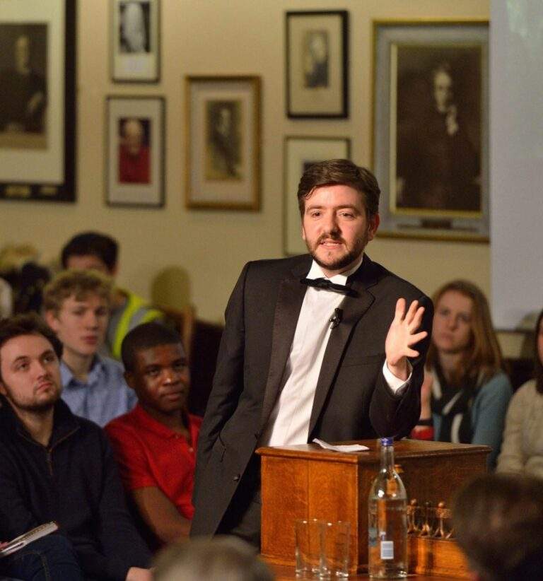 Alumni Speaker at the Cambridge Union addressing the house