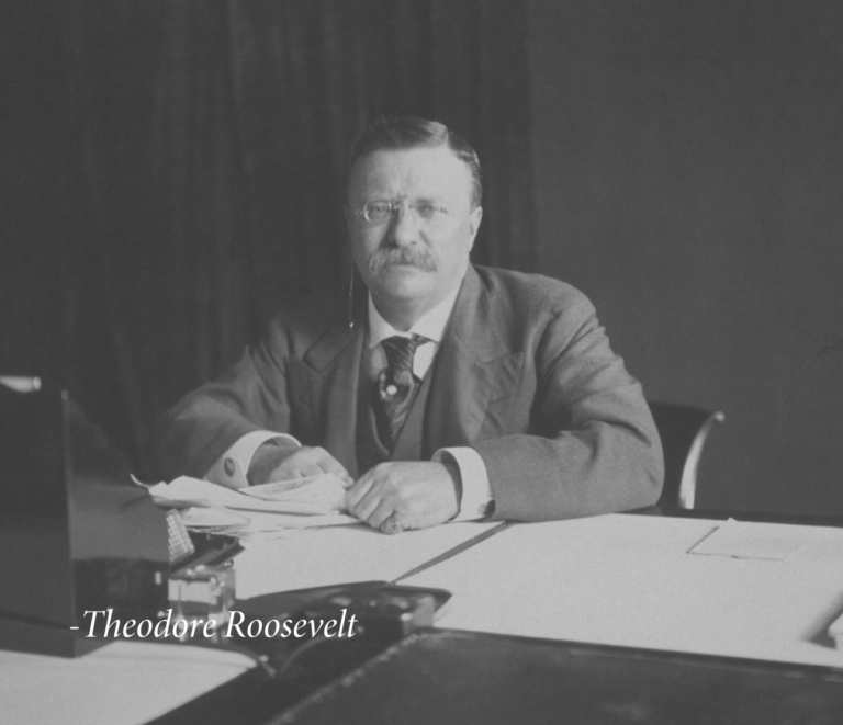 US President Theodore Roosevelt signing papers in the President's office of the Cambridge Union Society