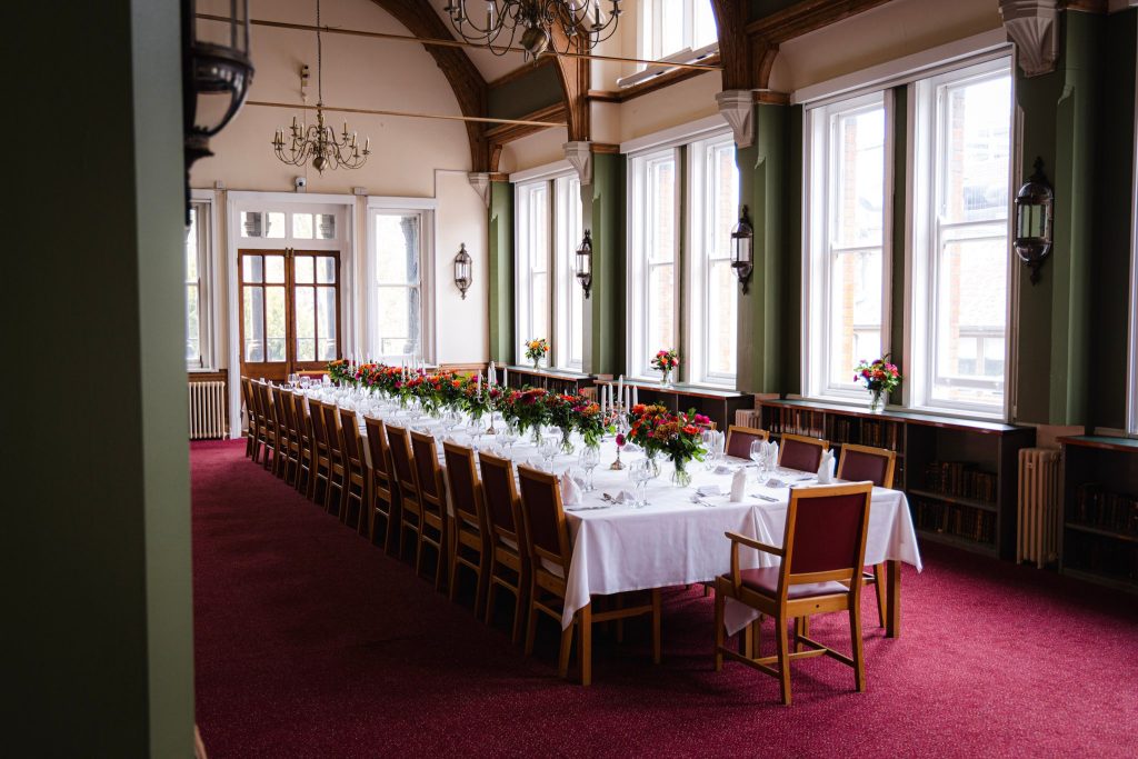 Fairfax Rhodes Room set up for dinner