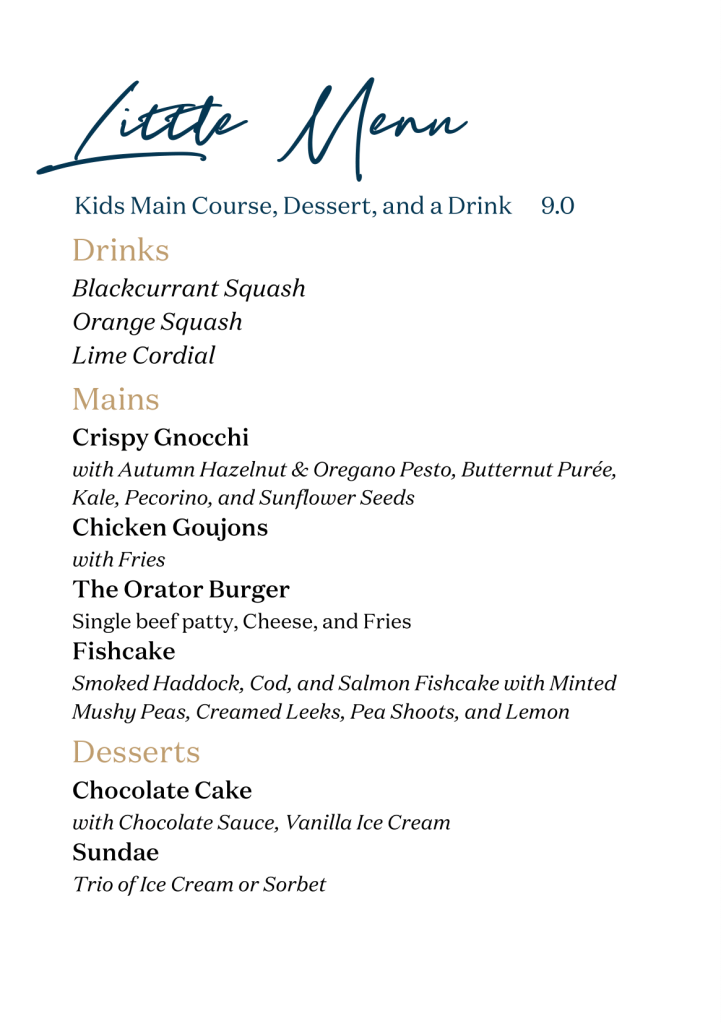 Orator Autumn Kids Menu