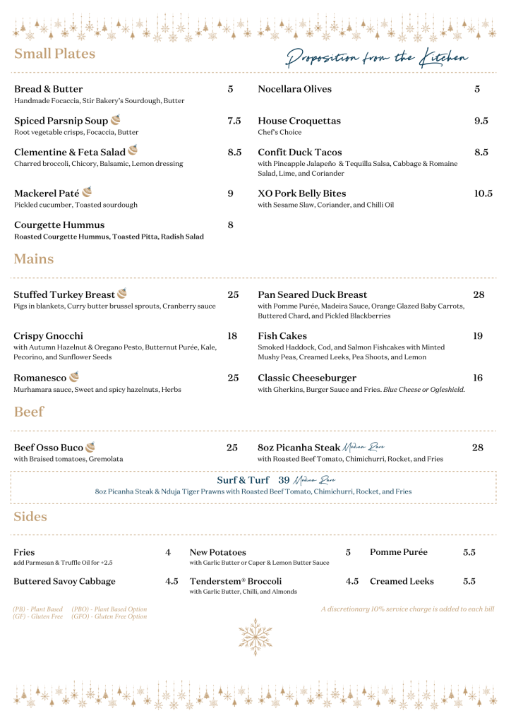 The Orator Winter Menu